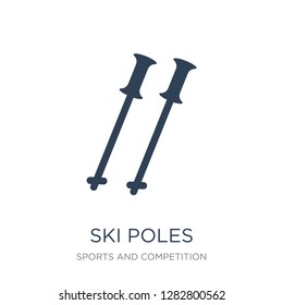 ski poles icon vector on white background, ski poles trendy filled icons from Sports and competition collection, ski poles vector illustration