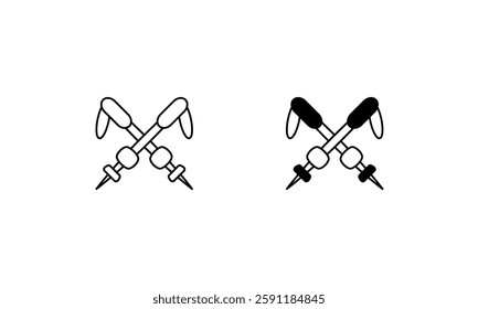 Ski poles icons set vector stock illustration