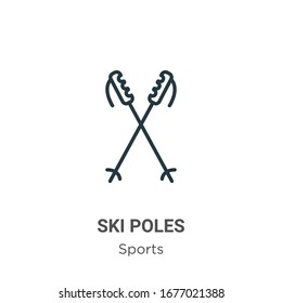 Ski poles outline vector icon. Thin line black ski poles icon, flat vector simple element illustration from editable sports and competition concept isolated stroke on white background