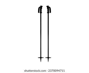 Ski poles silhouette vector art white background