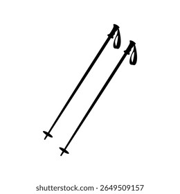 Ski poles silhouette vector flat illustration design.