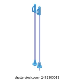 Skistöcke, die aufrecht stehen, sind in einer isometrischen Darstellung dargestellt