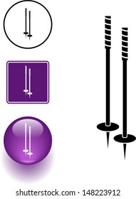 ski poles symbol sign and button