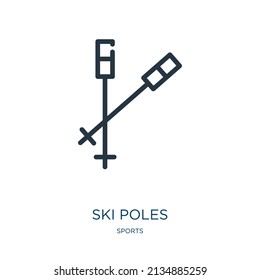 ski poles thin line icon. ski, winter linear icons from sports concept isolated outline sign. Vector illustration symbol element for web design and apps.