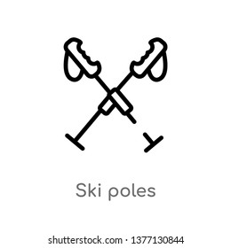 ski poles vector line icon. Simple element illustration. ski poles outline icon from sports and competition concept. Can be used for web and mobile