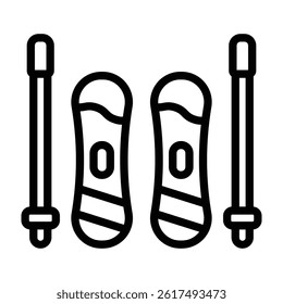 Ski Poles Vector Line Icon Design