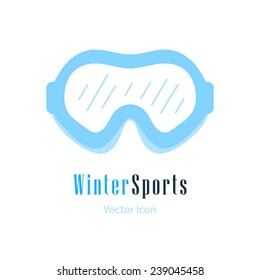 Ski protective sun glasses for winter sports logotype. Vector icon illustration.