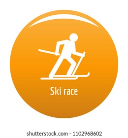 Ski race icon. Simple illustration ofski race vector icon for any design orange