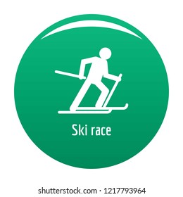 Ski race icon. Simple illustration ofski race vector icon for any design green