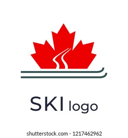Ski race Logo Isolated Vector. Canada. Winter Sport Emblem.