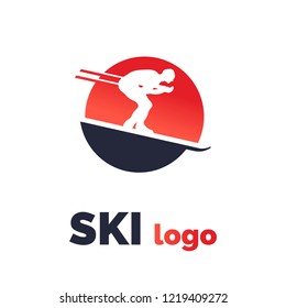 Ski race Logo Isolated Vector. Winter Sport Emblem.
