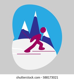 Ski race, sport, icon, logo, symbol.