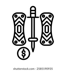 Ski Rental Vector Line Icon Design
