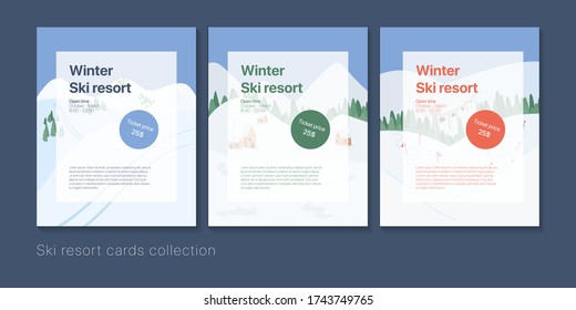 Banner Konzept für Design und Web. Winterlandschaft mit Text Vektor flache Zeichentrickdarstellung. Skifahren, Snowboarden, Schlittschuhlaufen, Winteraktivitäten, Urlaubsplandesign.