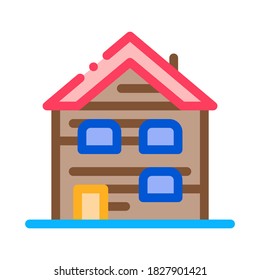 Ski Resort Cabin Building Icon Vector. Ski Resort Cabin Building Sign. Color Symbol Illustration