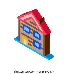 Ski Resort Cabin Building Icon Vector. Isometric Ski Resort Cabin Building Sign. Color Isolated Symbol Illustration