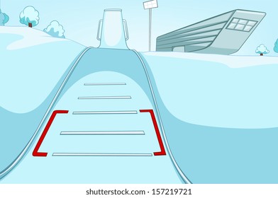 Ski Resort. Cartoon Background. Vector Illustration EPS 10.
