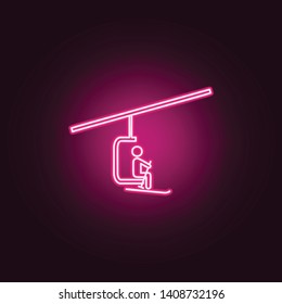 Ski resort elevator neon icon. Elements of turizm set. Simple icon for websites, web design, mobile app, info graphics