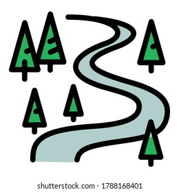 Ski resort forest track icon. Outline ski resort forest track vector icon for web design isolated on white background