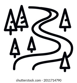 Ski resort forest track icon. Outline ski resort forest track vector icon for web design isolated on white background