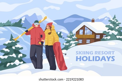 Ski resort holidays or winter vacation trip.