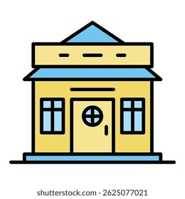 Ski resort house icon. Outline ski resort house vector icon color flat isolated