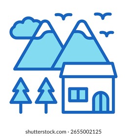 Ilustração do vetor azul do ícone da estância de esqui