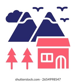 Estación de esquí Icon Fill Ilustración vectorial