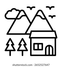Estación de esquí Icon Line Ilustración vectorial