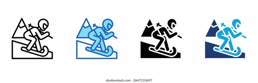 Icono de la estación de esquí Multi Style Ilustración vectorial