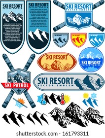  Ski Resort labels  and mountains emblems collection.