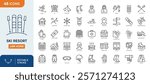 Ski resort line editable icon set. Ski Resort icon set contain ski area and winter sport. Vector illustration
