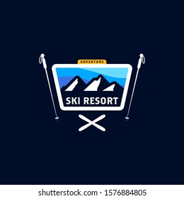Ski Resort Logo Badge Design Vector