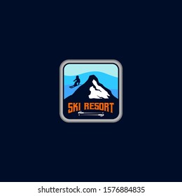 Ski Resort Logo Badge Design Vector