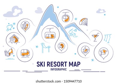 Ski Resort  Map Infographic Vector