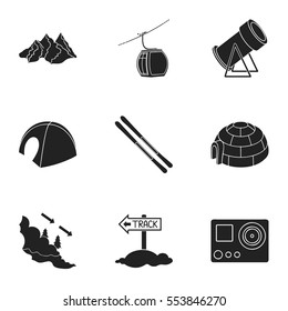 Ski resort set icons in black style. Big collection of ski resort vector symbol stock illustration