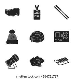 Ski resort set icons in black style. Big collection of ski resort vector symbol stock illustration
