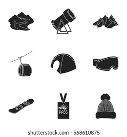 Ski resort set icons in black style. Big collection of ski resort vector symbol stock illustration