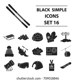 Ski resort set icons in black style. Big collection of ski resort vector symbol stock illustration