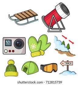 Ski resort set icons in cartoon style. Big collection of ski resort vector symbol stock illustration