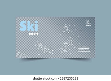 Plantilla de Banner de medios sociales de la estación de esquí. Materiales de marketing | Publicación, cubierta | Descarga instantánea, diseño editable