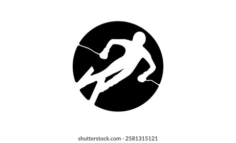 Ski resort symbol, black isolated silhouette