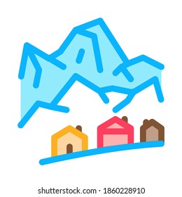 Ski Resort Village Icon Vector. Ski Resort Village Sign. Color Symbol Illustration