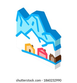 Ski Resort Village Icon Vector. Isometric Ski Resort Village Sign. Color Isolated Symbol Illustration