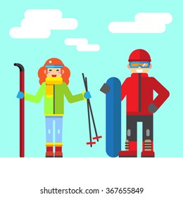 Ski rest in the winter