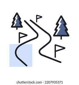 Ski route vector isolated icon. Winter sign. Graph symbol for travel and tourism web site and apps design, logo, app, UI