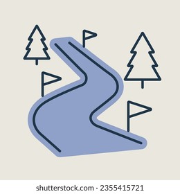 Ski route vector isolated icon. Winter sign. Graph symbol for travel and tourism web site and apps design, logo, app, UI