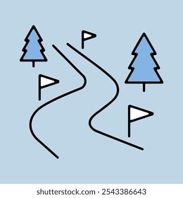 Ski route vector isolated icon. Winter sign. Graph symbol for travel and tourism web site and apps design, logo, app, UI