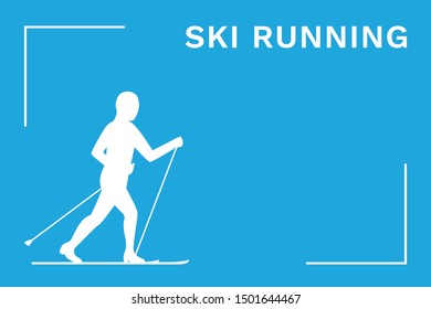 Ski running. Cross-country skiing. Vector illustration.