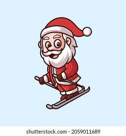 Ski Santa Creative Christmas Cartoon Character